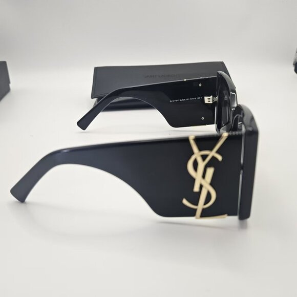 Saint Laurent YSL Monogram Rectangular Sunglasses - Black main image 3